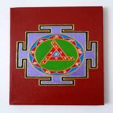 Durga Beesa Yantra with Patchoili Oil and MAntras, Maroon Background
